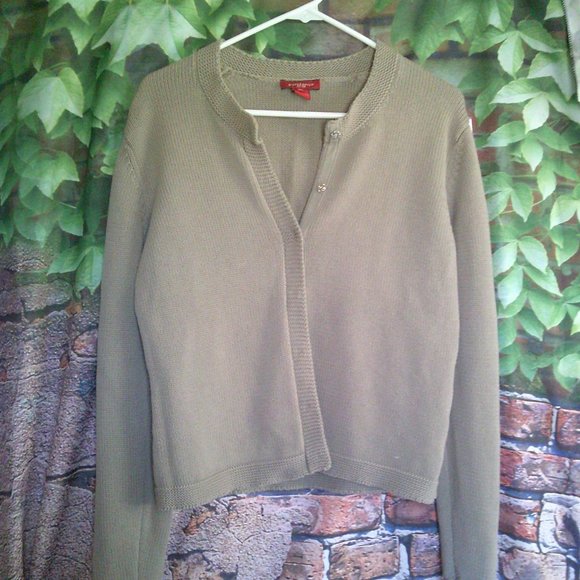 Tan Snap Button Down Sweater Cardigan - Picture 1 of 4